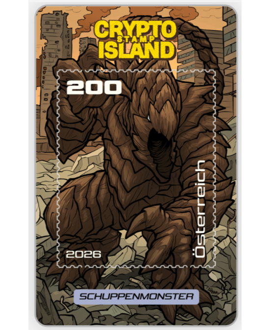 2026 - Zusatzkarten Crypto Stamp Island - Schuppenmonster