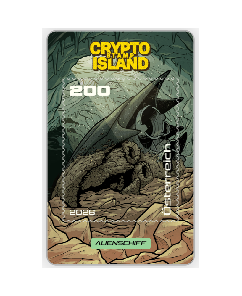 2026 - Zusatzkarten Crypto Stamp Island - Alienschiff